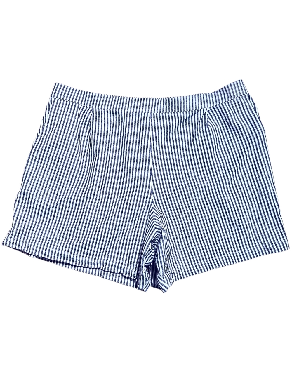 Nettles Tale Chambray & White Striped Preppy Summer Shorts with Side Pockets  2X